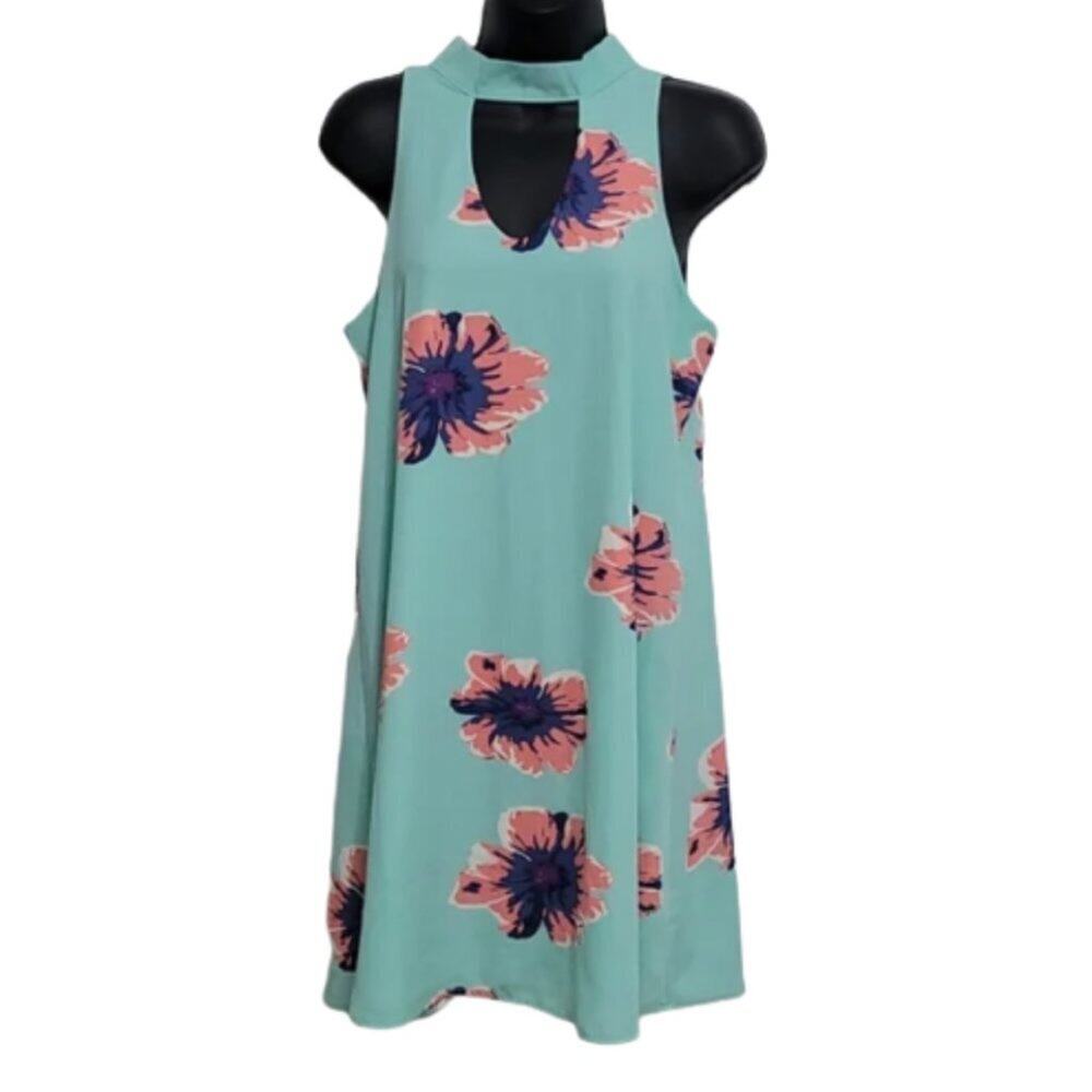 Pink Lily Turquoise Dress || Small EUC